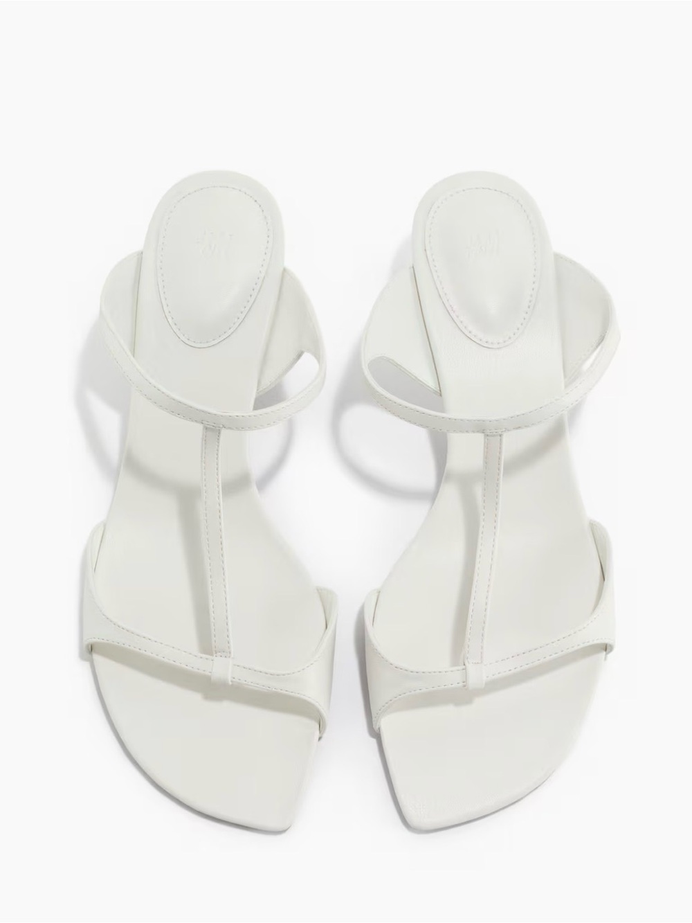 H&M White T-Strap Square-Toe Sandals